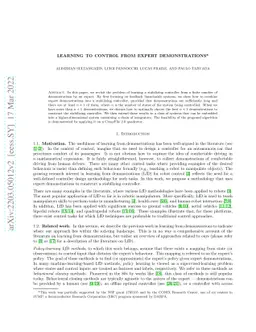 Learning to control from expert demonstrations