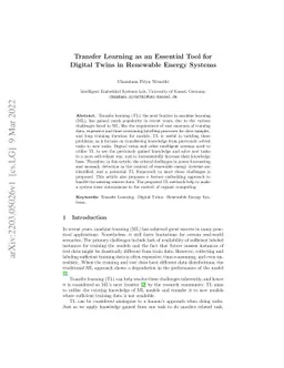 Transfer Learning as an Essential Tool for Digital Twins in Renewable
  Energy Systems
