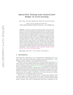 Optical Flow Training under Limited Label Budget via Active Learning