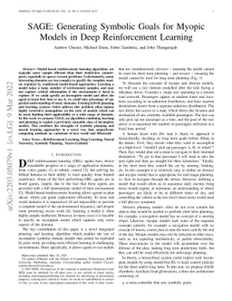 SAGE: Generating Symbolic Goals for Myopic Models in Deep Reinforcement
  Learning