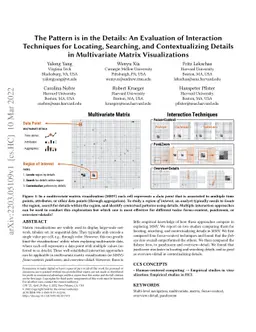 The Pattern is in the Details: An Evaluation of Interaction Techniques
  for Locating, Searching, and Contextualizing Details in Multivariate Matrix
  Visualizations