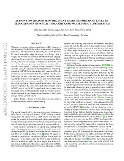 Action-Constrained Reinforcement Learning for Frame-Level Bit Allocation
  in HEVC/H.265 through Frank-Wolfe Policy Optimization