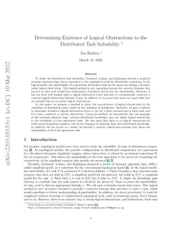 Determining Existence of Logical Obstructions to the Distributed Task
  Solvability