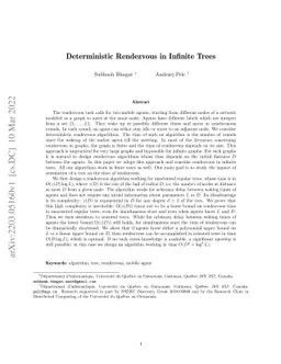 Deterministic Rendezvous in Infinite Trees