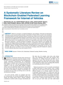 A Systematic Literature Review on Blockchain Enabled Federated Learning
  Framework for Internet of Vehicles