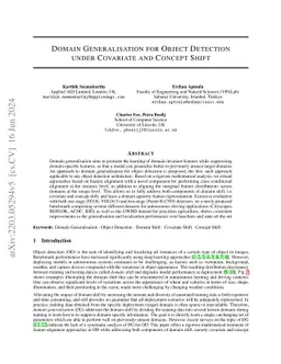 Domain Generalisation for Object Detection under Covariate and Concept
  Shift