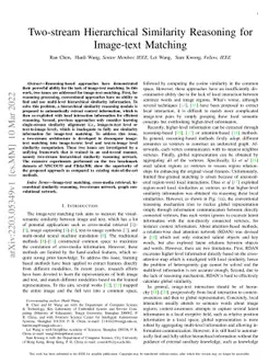 Two-stream Hierarchical Similarity Reasoning for Image-text Matching