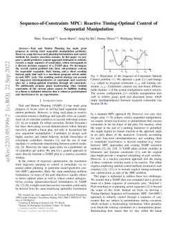 Sequence-of-Constraints MPC: Reactive Timing-Optimal Control of
  Sequential Manipulation