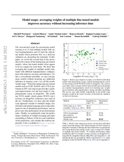 Model soups: averaging weights of multiple fine-tuned models improves
  accuracy without increasing inference time