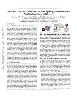 SoftSNN: Low-Cost Fault Tolerance for Spiking Neural Network
  Accelerators under Soft Errors