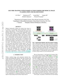 Self Pre-training with Masked Autoencoders for Medical Image
  Classification and Segmentation