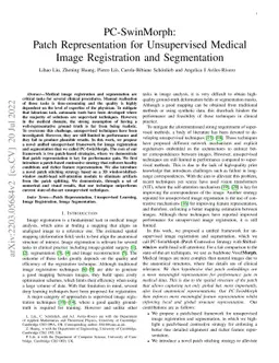 PC-SwinMorph: Patch Representation for Unsupervised Medical Image
  Registration and Segmentation