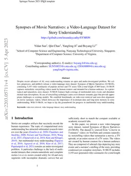 Synopses of Movie Narratives: a Video-Language Dataset for Story
  Understanding