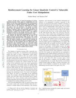 Reinforcement Learning for Linear Quadratic Control is Vulnerable Under
  Cost Manipulation