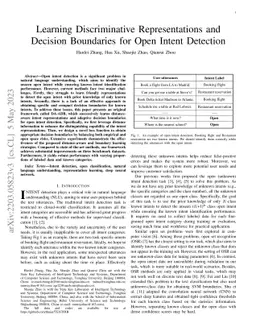 Learning Discriminative Representations and Decision Boundaries for Open
  Intent Detection
