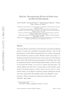 BabyNet: Reconstructing 3D faces of babies from uncalibrated photographs
