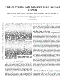 FedSyn: Synthetic Data Generation using Federated Learning