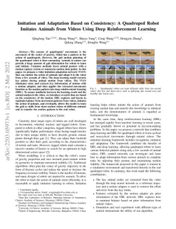 Imitation and Adaptation Based on Consistency: A Quadruped Robot
  Imitates Animals from Videos Using Deep Reinforcement Learning