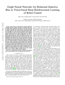 Graph Neural Networks for Relational Inductive Bias in Vision-based Deep
  Reinforcement Learning of Robot Control