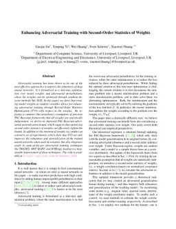 Enhancing Adversarial Training with Second-Order Statistics of Weights