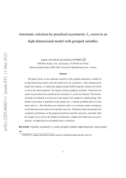 Automatic selection by penalized asymmetric Lq-norm in an
  high-dimensional model with grouped variables