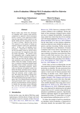 Active Evaluation: Efficient NLG Evaluation with Few Pairwise
  Comparisons