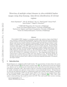 Detection of multiple retinal diseases in ultra-widefield fundus images
  using deep learning: data-driven identification of relevant regions