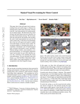 Masked Visual Pre-training for Motor Control
