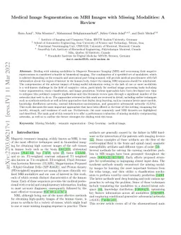Medical Image Segmentation on MRI Images with Missing Modalities: A
  Review