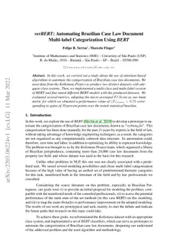 verBERT: Automating Brazilian Case Law Document Multi-label
  Categorization Using BERT