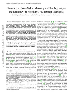 Generalized Key-Value Memory to Flexibly Adjust Redundancy in
  Memory-Augmented Networks