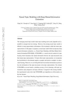 Neural Topic Modeling with Deep Mutual Information Estimation