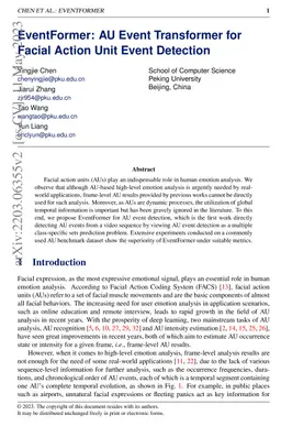 EventFormer: AU Event Transformer for Facial Action Unit Event Detection