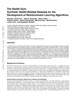 The Health Gym: Synthetic Health-Related Datasets for the Development of
  Reinforcement Learning Algorithms