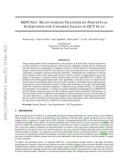 MDT-Net: Multi-domain Transfer by Perceptual Supervision for Unpaired
  Images in OCT Scan