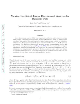Varying Coefficient Linear Discriminant Analysis for Dynamic Data