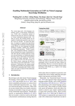 Enabling Multimodal Generation on CLIP via Vision-Language Knowledge
  Distillation