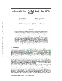 A Proposal to Study "Is High Quality Data All We Need?"