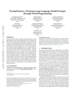PromptChainer: Chaining Large Language Model Prompts through Visual
  Programming
