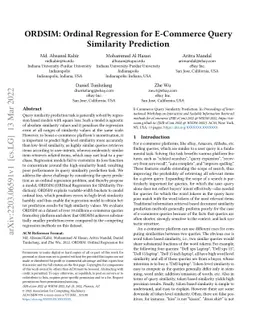 ORDSIM: Ordinal Regression for E-Commerce Query Similarity Prediction
