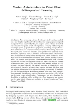 Masked Autoencoders for Point Cloud Self-supervised Learning