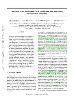 Set-valued prediction in hierarchical classification with constrained
  representation complexity