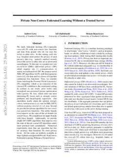 Private Non-Convex Federated Learning Without a Trusted Server