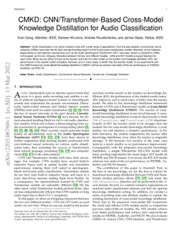 CMKD: CNN/Transformer-Based Cross-Model Knowledge Distillation for Audio
  Classification