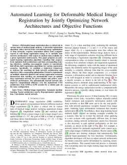 Automated Learning for Deformable Medical Image Registration by Jointly
  Optimizing Network Architectures and Objective Functions