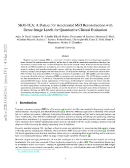 SKM-TEA: A Dataset for Accelerated MRI Reconstruction with Dense Image
  Labels for Quantitative Clinical Evaluation