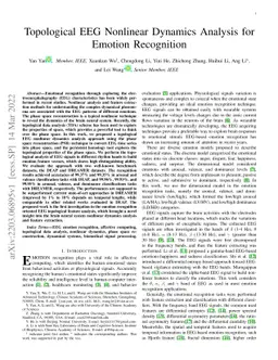 Topological EEG Nonlinear Dynamics Analysis for Emotion Recognition