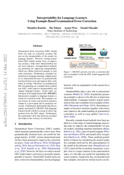 Interpretability for Language Learners Using Example-Based Grammatical
  Error Correction