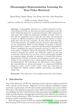 Disentangled Representation Learning for Text-Video Retrieval