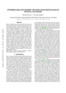Interpretable Dysarthric Speaker Adaptation based on Optimal-Transport